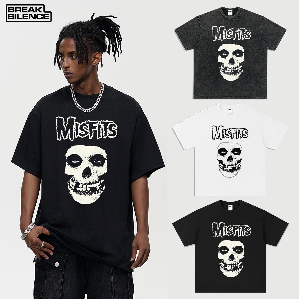 misfits乐队美式高街潮牌复古印花短袖t恤男夏季新款潮流重磅男
