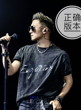 谢霆锋同款T恤短袖演唱会evolution春夏男女纯棉宽松复古做旧衣服