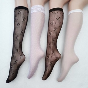 1双透气性感夏薄洛丽塔甜美公主提花纹丝小腿袜JK中筒袜长筒袜 1元