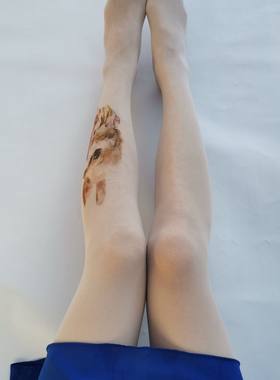 少量夏季薄丝袜肤黑底印花性感显瘦日系贴身潮流女士打底裤袜