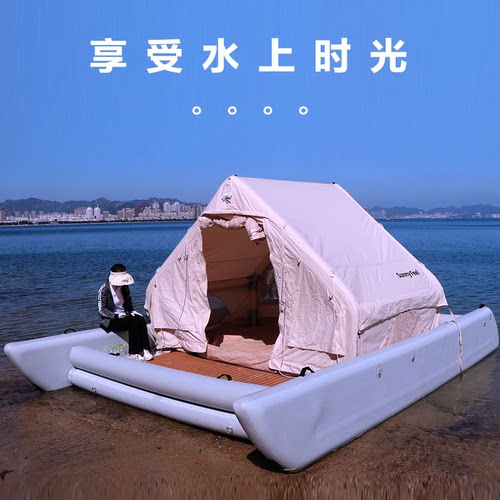 水上充气帐篷钓鱼浮台平台船浮式漂浮台路亚船配船外机潜水平台