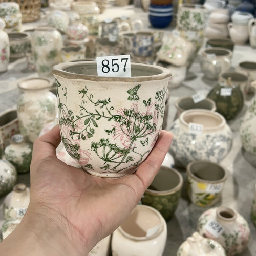 857青花多边形花盆