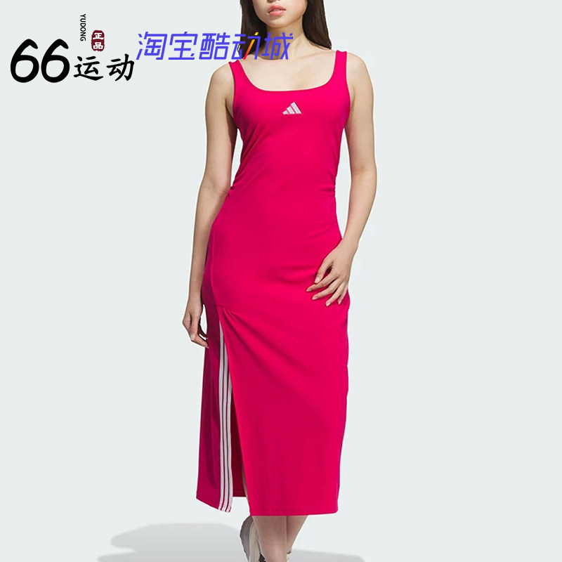 阿迪达斯女子长款开叉无袖连衣裙