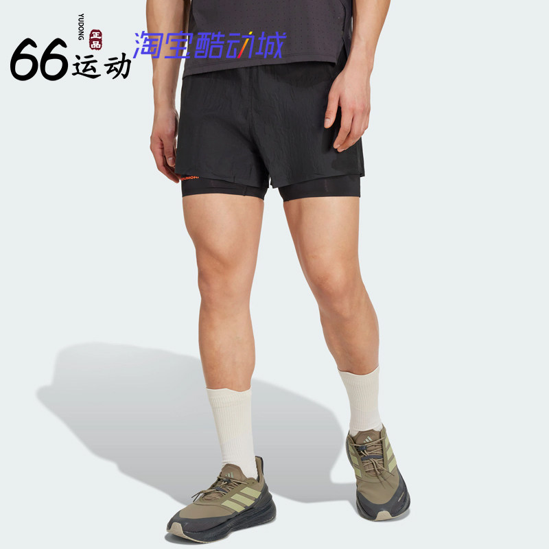 阿迪达斯男联名跑步二合一短裤