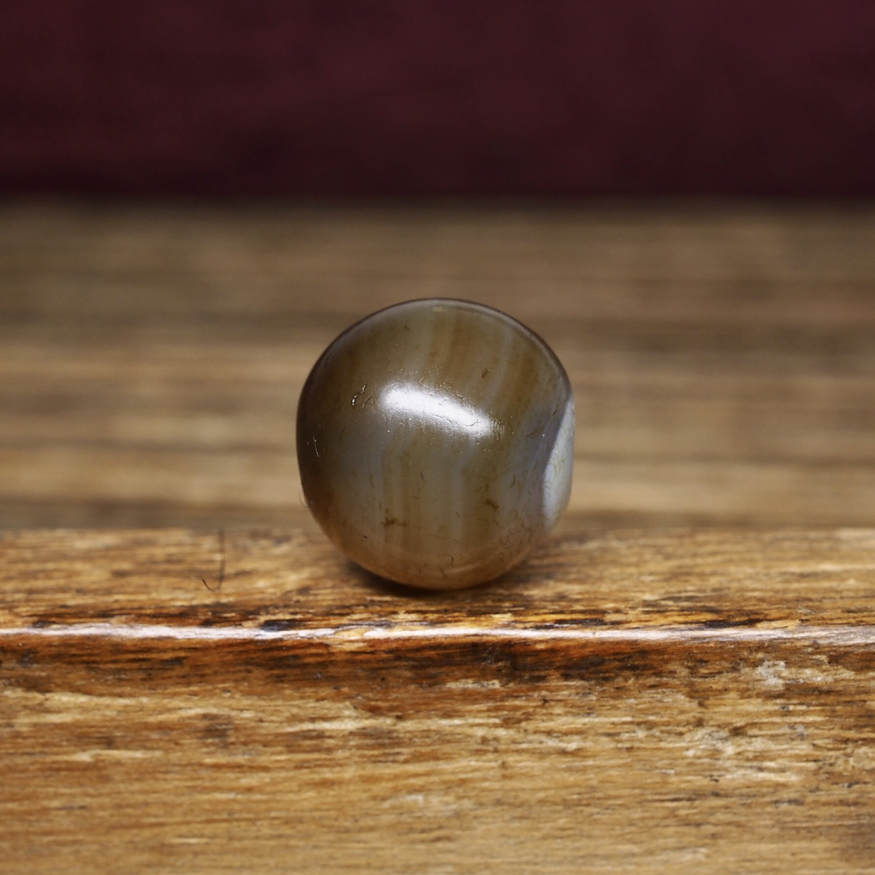 西亚百年浅咖啡色缠丝糖球老玛瑙圆珠15.3老珠子菩提手串手持配饰