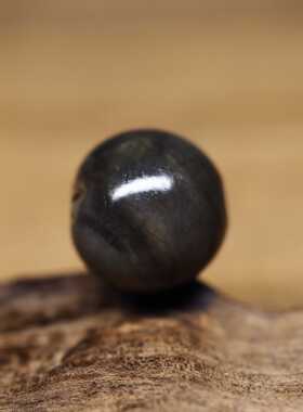 西亚百年灰色老玛瑙圆珠古珠12.3x11.7 皮壳包浆熟美 包老保真
