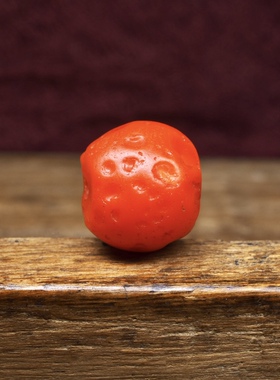 西亚几百年爆老橙色老琉璃圆珠15mm 风化磕碰沧桑美感 年份够大