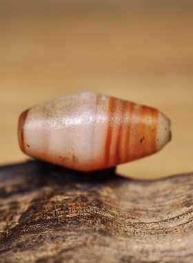 西亚百年红色绞丝搅胎缠丝老琉璃古珠18.7x9.2 一端略短 包老好价