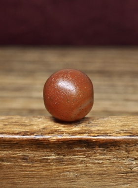 西亚几百年橙色缠丝佛眼老玛瑙圆珠13.5 满风化纹 老珠子菩提手串