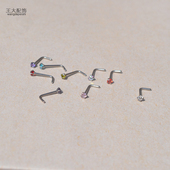 L杆闪钻直角鼻钉L角带钻迷你钻2mm锆石钉0.8mm细针鼻环小小迷你钉