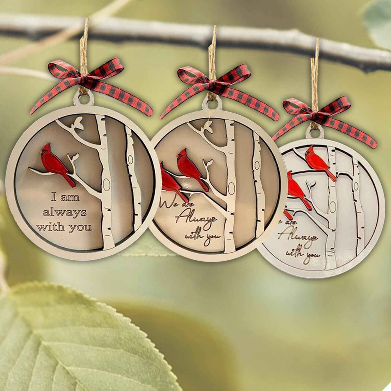 七夕情人节红鸟木质挂件节日装饰园林多肉绿植挂件木质工艺品