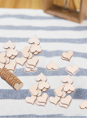 木质工艺品创意家居装饰摆件结婚庆派对小爱心手绘配件 DIY手