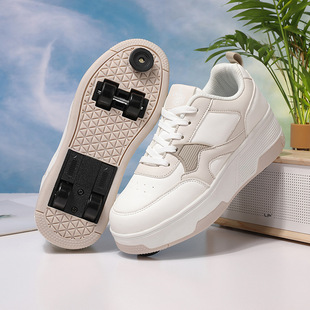 新款暴走鞋四轮自动轮滑鞋带刹车溜冰鞋男童运动鞋女童滑轮闪光鞋