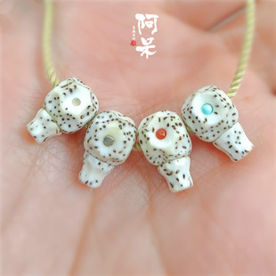 星月菩提三通佛头配饰雕刻无相高端文玩配件原生态顺白榫卯结构