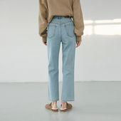 显瘦长裤 NO.93复古直筒裤 2025秋冬新款 女高腰宽松九分裤 子 牛仔裤