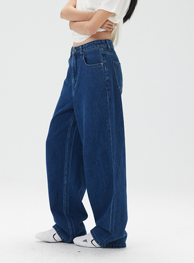 NO93复古宽松直筒裤牛仔裤女高腰2025秋冬新款高个子显瘦加长裤子