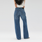 复古深蓝色宽松直筒裤 新款 百搭显瘦0325 女2025秋季 NO93高腰牛仔裤