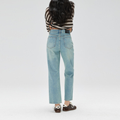 显瘦长裤 NO93复古直筒裤 2025秋冬新款 女高腰宽松九分裤 子 牛仔裤