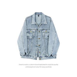 复古浅色牛仔外套女早春秋装 宽松显瘦bf慵懒风 小个子女2026年新款