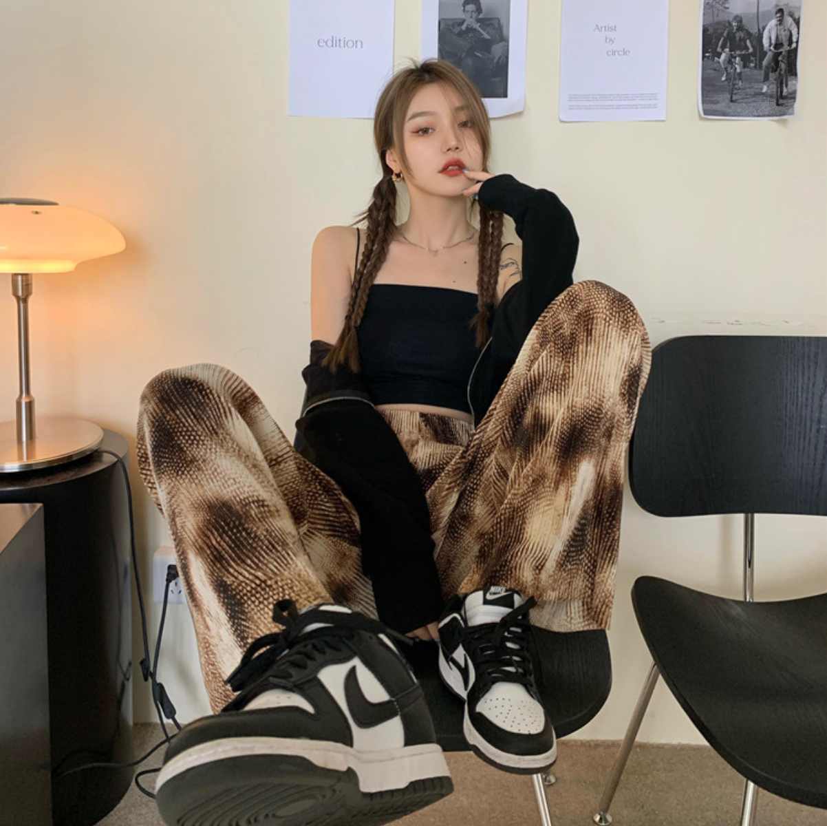 Real shot! Real price! Hanfeng halo dyed pleated light and comfortable casual pants wide leg pants