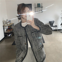 Real shot! Real price! Woven tweed loose and thin woolen coat