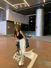 Real shot! Real price! High waist loose and slim floor length trousers