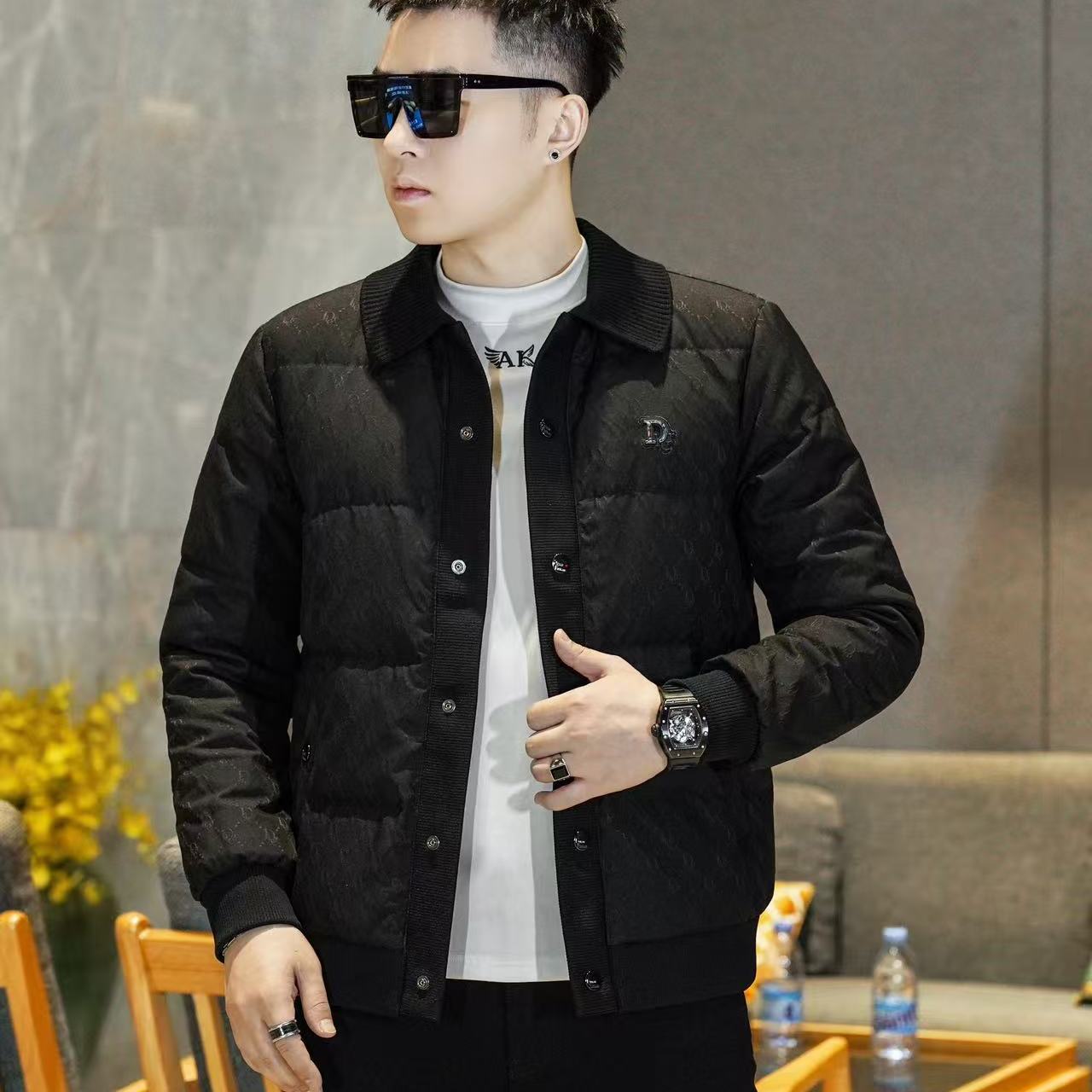 Y88656P3202025高端冬季90%白鸭绒翻领提花羽绒服真模365，男装羽绒服，电商A023