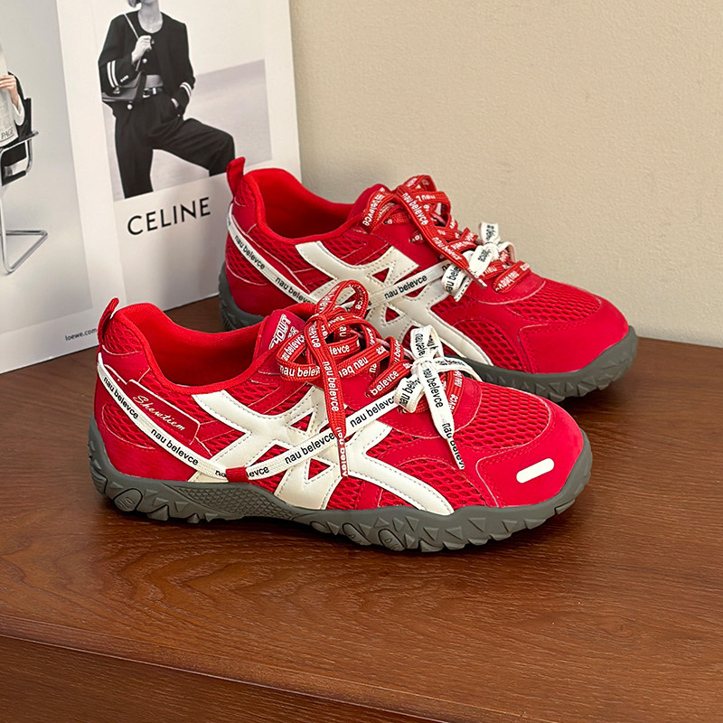 厚底增高红色阿甘德训鞋女鞋2026春季新款网面透气百搭休闲运动鞋,女鞋,时尚休闲鞋,淘宝优惠券,粉丝福利购,淘宝优惠卷