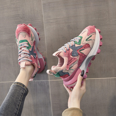 拼色华夫阿甘鞋女2025春季新款