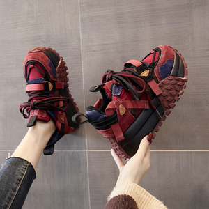 欧洲站真皮厚底增高阿甘鞋女2024秋季新款拼色松糕老爹鞋运动鞋潮