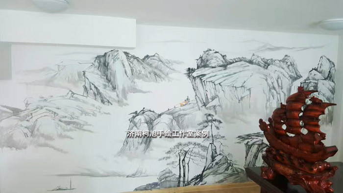 墙绘|手绘墙|墙体彩绘|丙烯画|国画山水