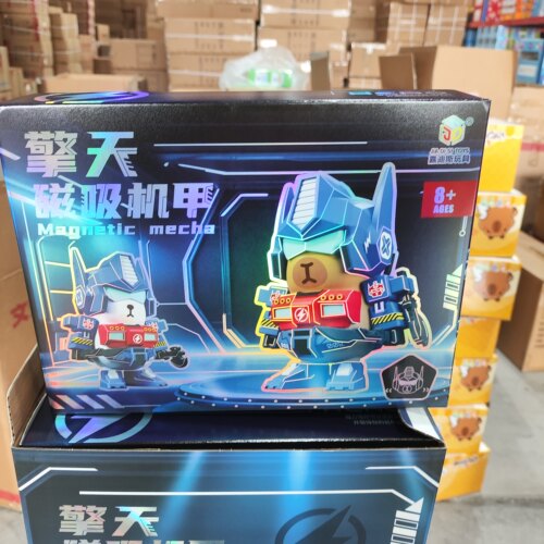 擎天卡皮巴拉磁吸机甲装饰手工玩具益智机甲战士水豚公仔摆件玩具