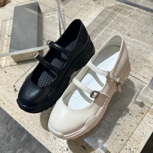 减龄学院风厚底双皮带扣玛丽珍圆头浅口舒适松糕底单鞋 小小苏秋季