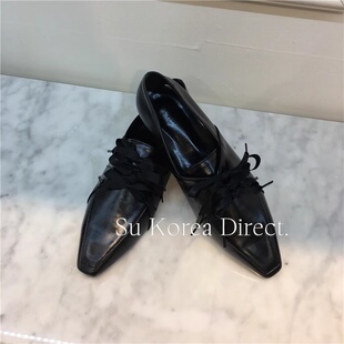 尖头系带蝴蝶结乐福鞋女一脚蹬小皮鞋小小苏东大门新低帮浅口单鞋