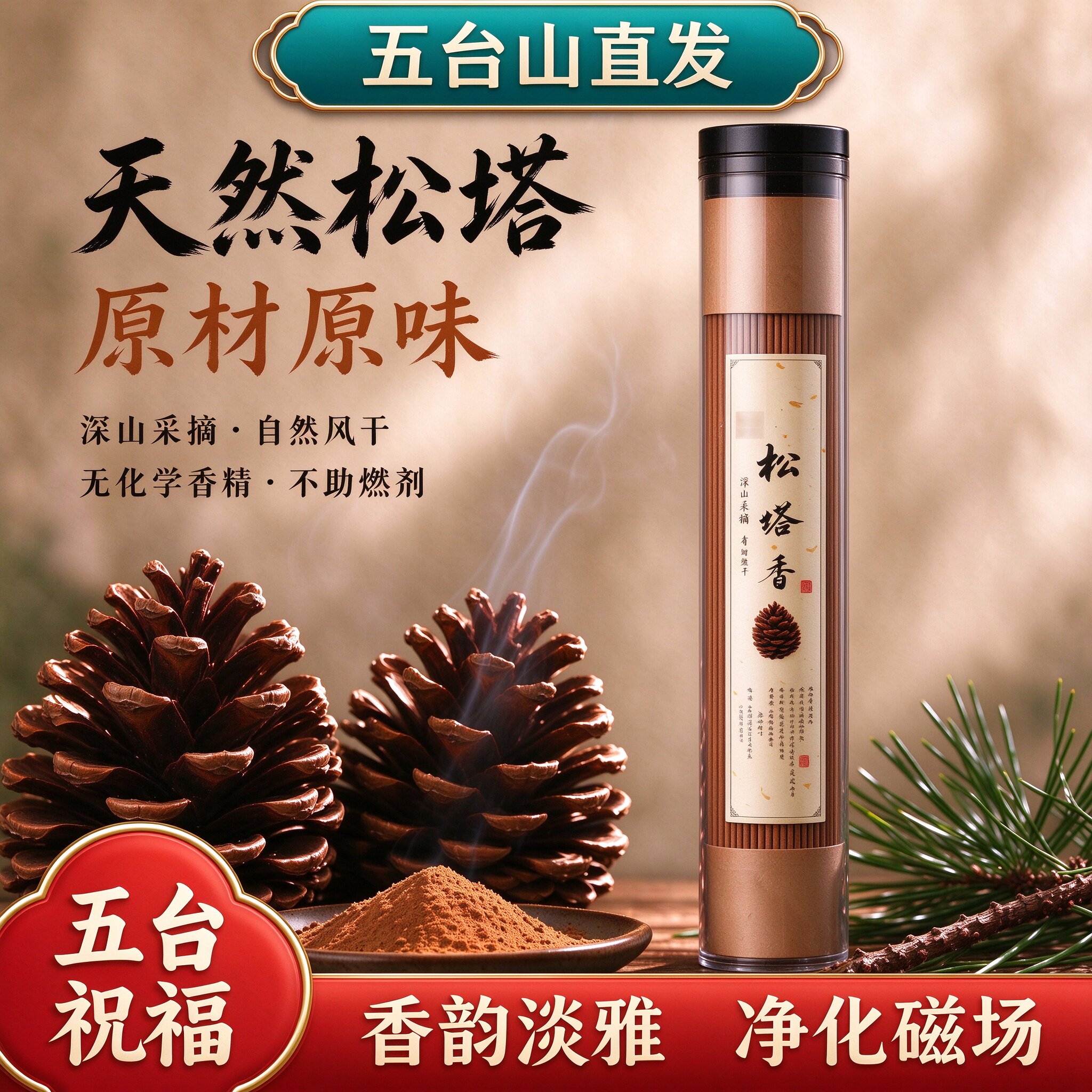 五台山天然松塔香招财安神净化