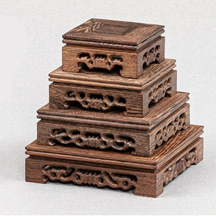 红木雕长正方形花瓶摆件底座鸡翅木质盆栽实木托架紫砂茶壶香炉座