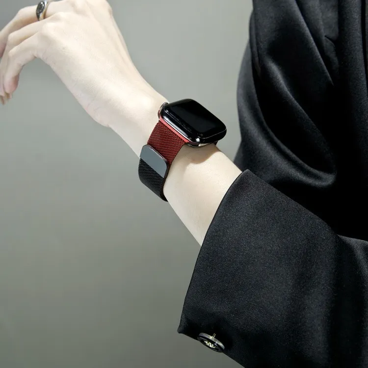 渐层色不锈钢米兰尼斯s6表带s10适用s9苹果手表applewatchs8代s11