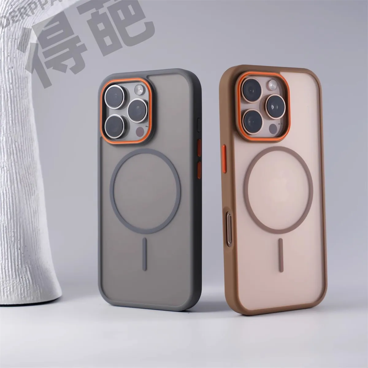 撞色半透磨砂适用iPhone17PROMAX磁吸细圈手机壳苹果16防摔保护套