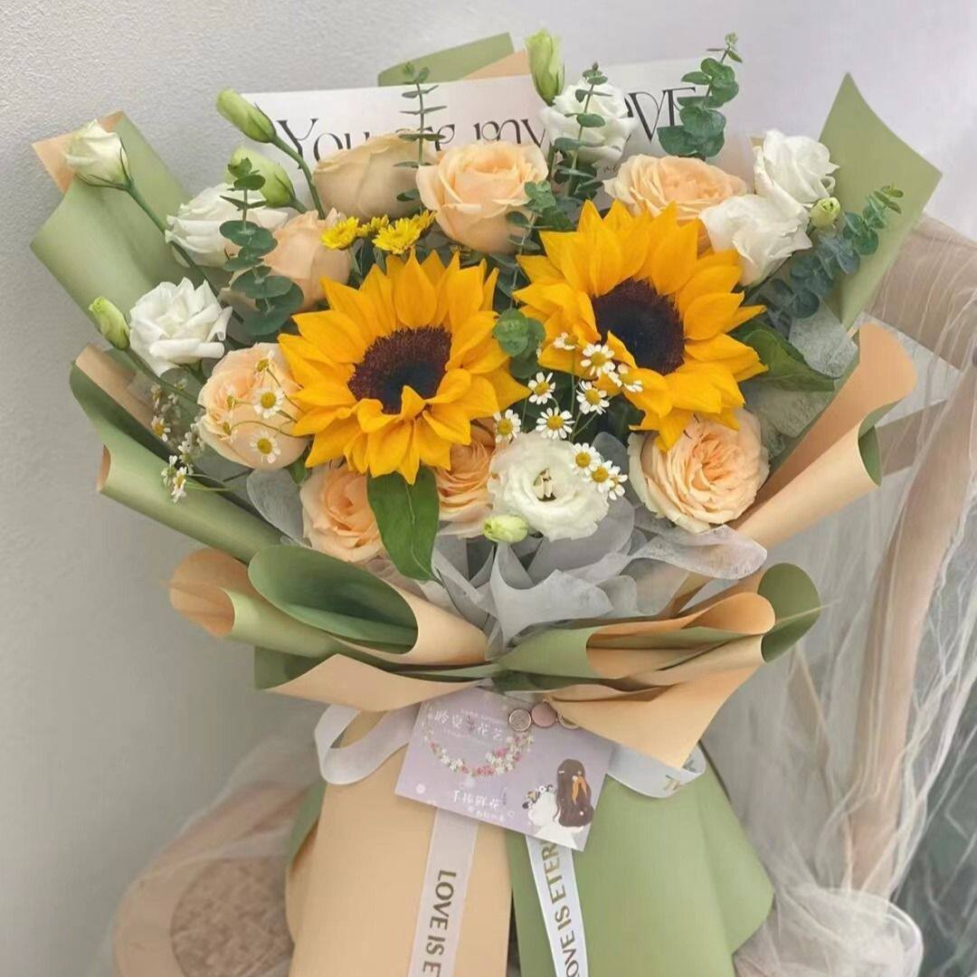 西安鲜花同城速递向日葵玫瑰绣球花束女友长辈老师生日花店配送