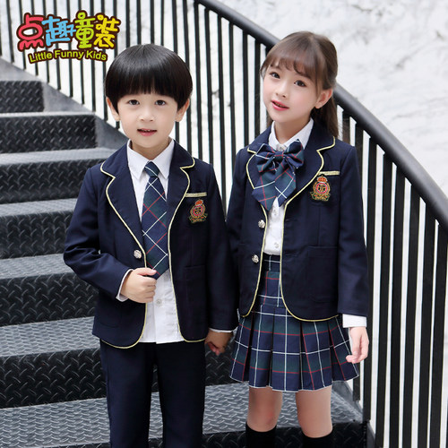 幼儿园园服春秋装英伦风西装三件套儿 童班服韩国小学生校服套装 - 封面
