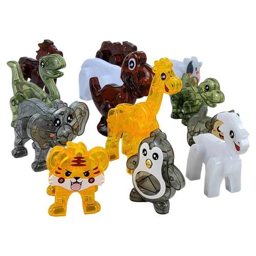 磁吸动物老虎恐龙磁力片配件公仔