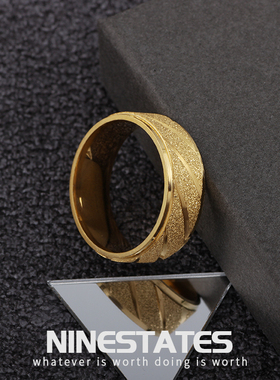 气质食指素圈戒指男女高级感彩金素戒时尚指环小指个性仿黄金尾戒