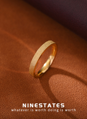 气质食指素圈戒指男女高级感彩金素戒时尚指环小指个性仿黄金尾戒