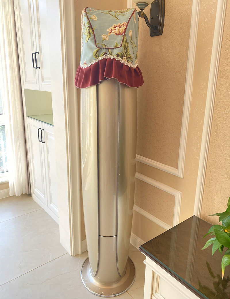 格力金贝空调罩美式简约风立式圆柱客厅斜顶布艺防尘套可开机不取