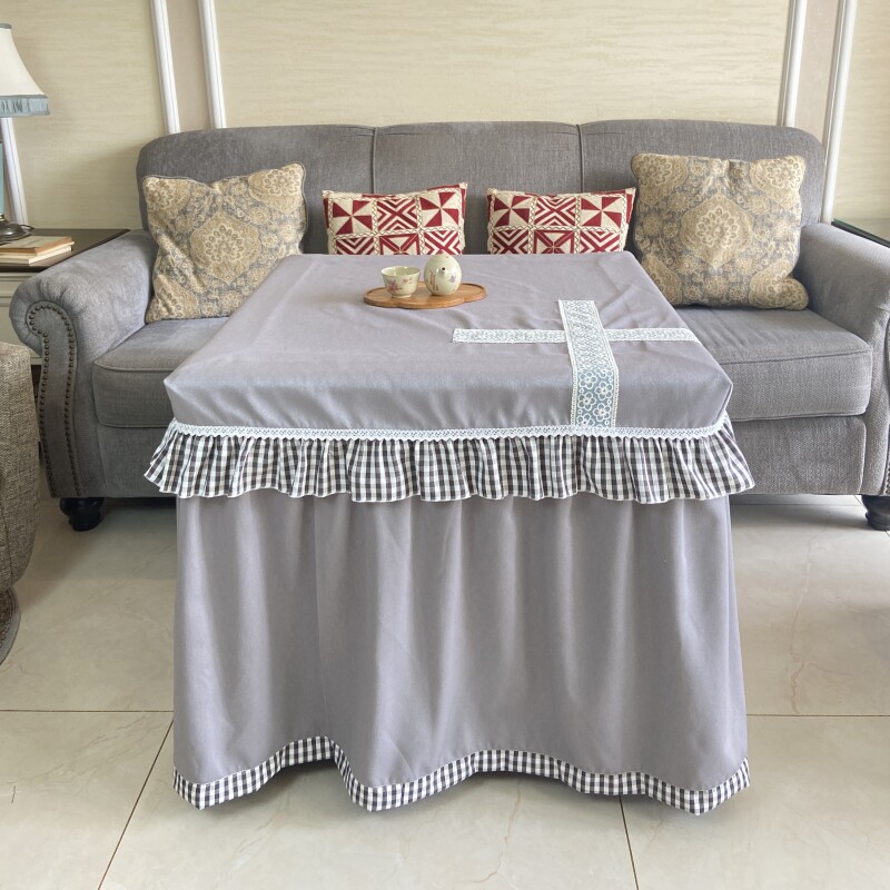 纯色布艺长方形烤火炉罩套床头柜茶几冰箱洗衣机盖布电烤炉防尘罩