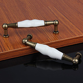 简约酒柜橱柜抽屉实心单孔拉手陶瓷96孔锌合金仿古衣柜鞋 柜门把手