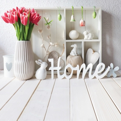 Happy Easter Backdrop Cabinet Flower Cute Ornaments Photogr