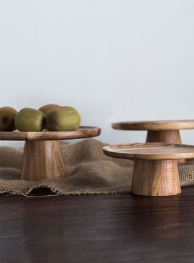 Japan Style High Stand Wooden Cake Plate Creative Food Servi
