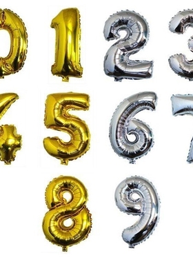 16 inches gold silver number foil balloons digit air ballons
