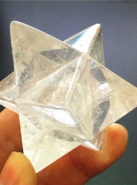 Natural Crystal Quartz Merkaba Stars Gemstone Unicursal Hex